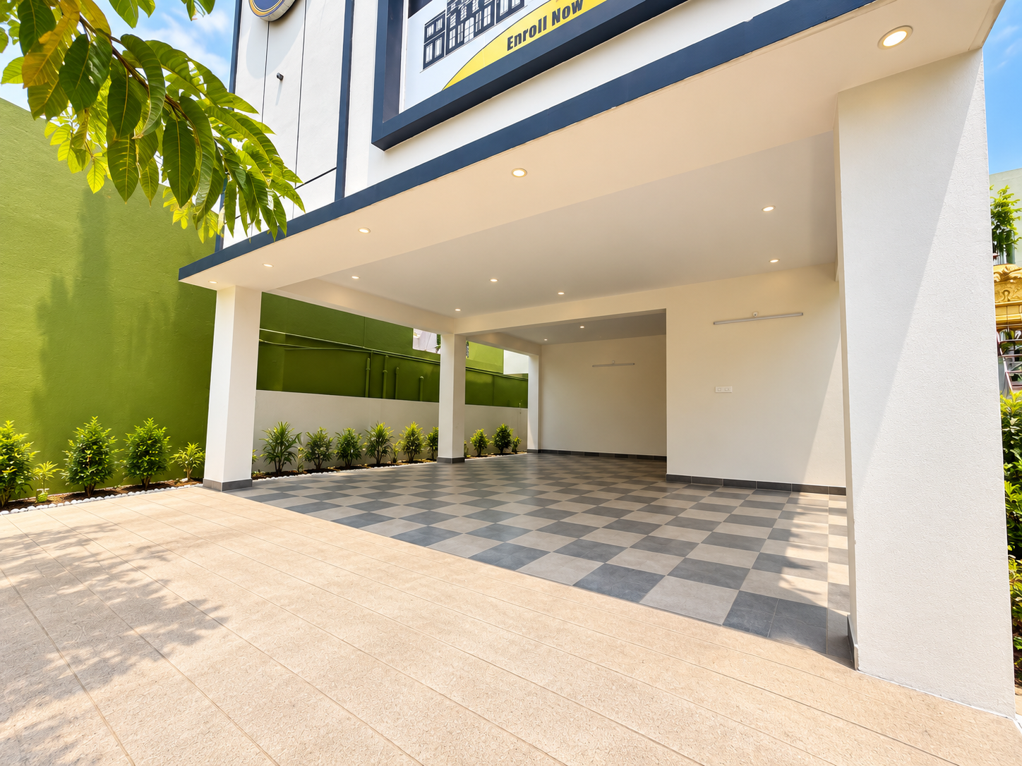 Fine Dine Academy open parking space beneath the building