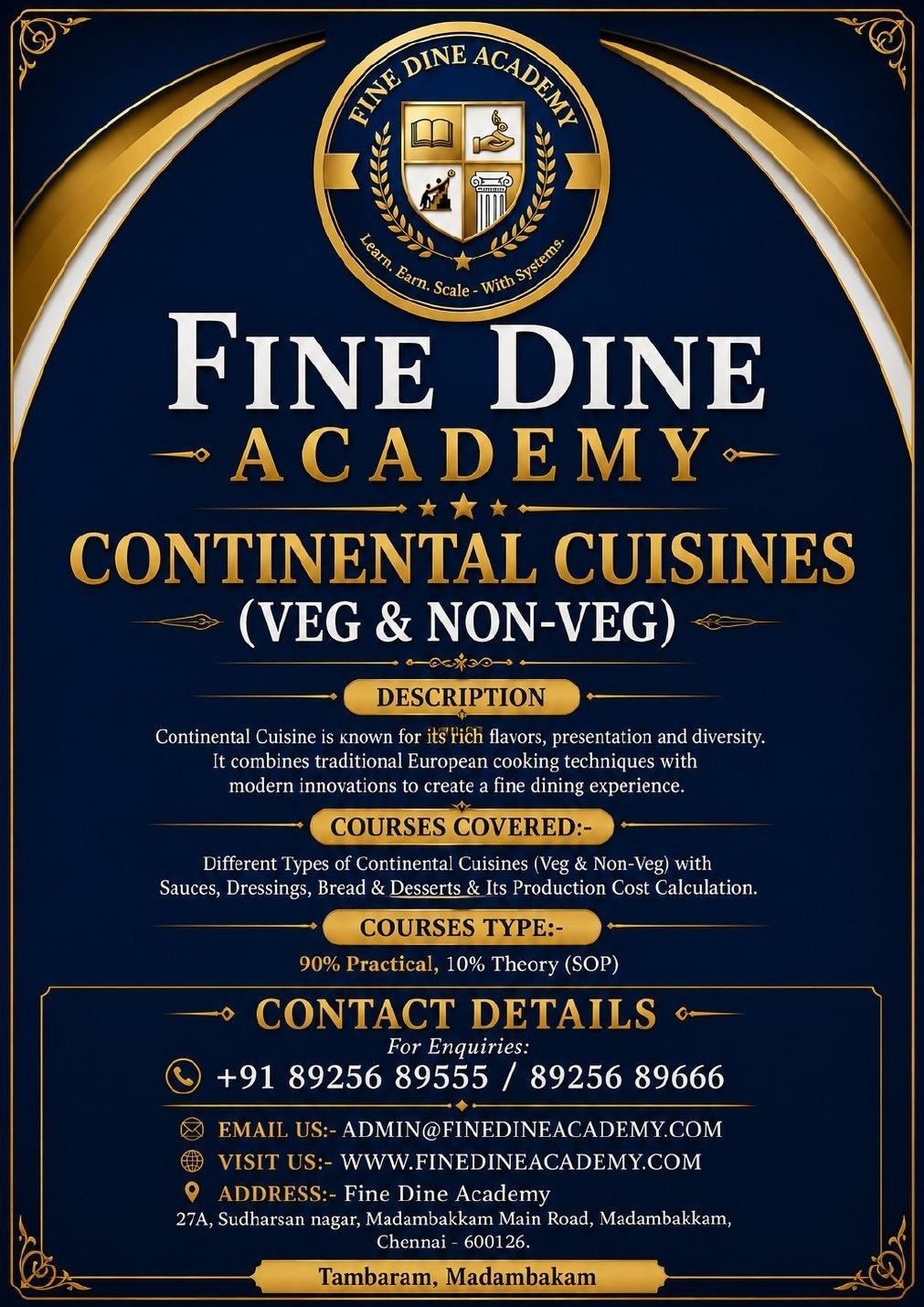 Continental Cuisine Training course poster